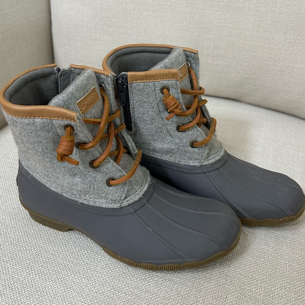Sperry Gray and Tan Kids Boots